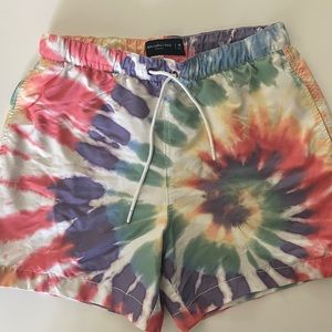 Abercrombie Rainbow Pride Tie Dye Swim Trunks limited edition
